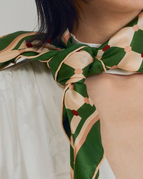 CHECKERBOARD SILK BANDANA SCARF
