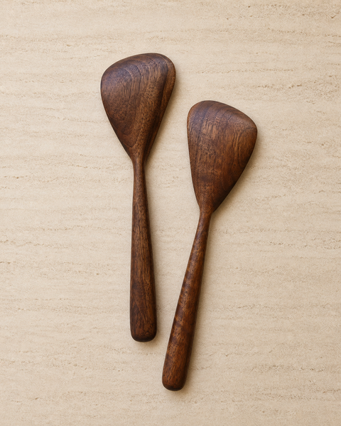 WALNUT WOOD SALAD SERVING SET