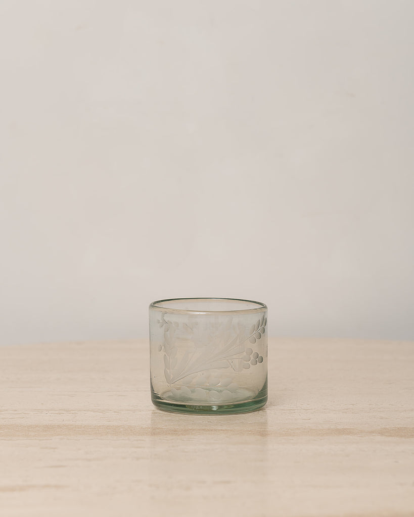 HAND-ETCHED GLASS TUMBLER