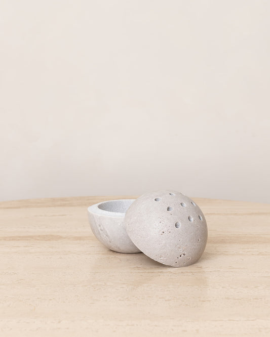 TRAVERTINE SPHERE INCENSE BURNER