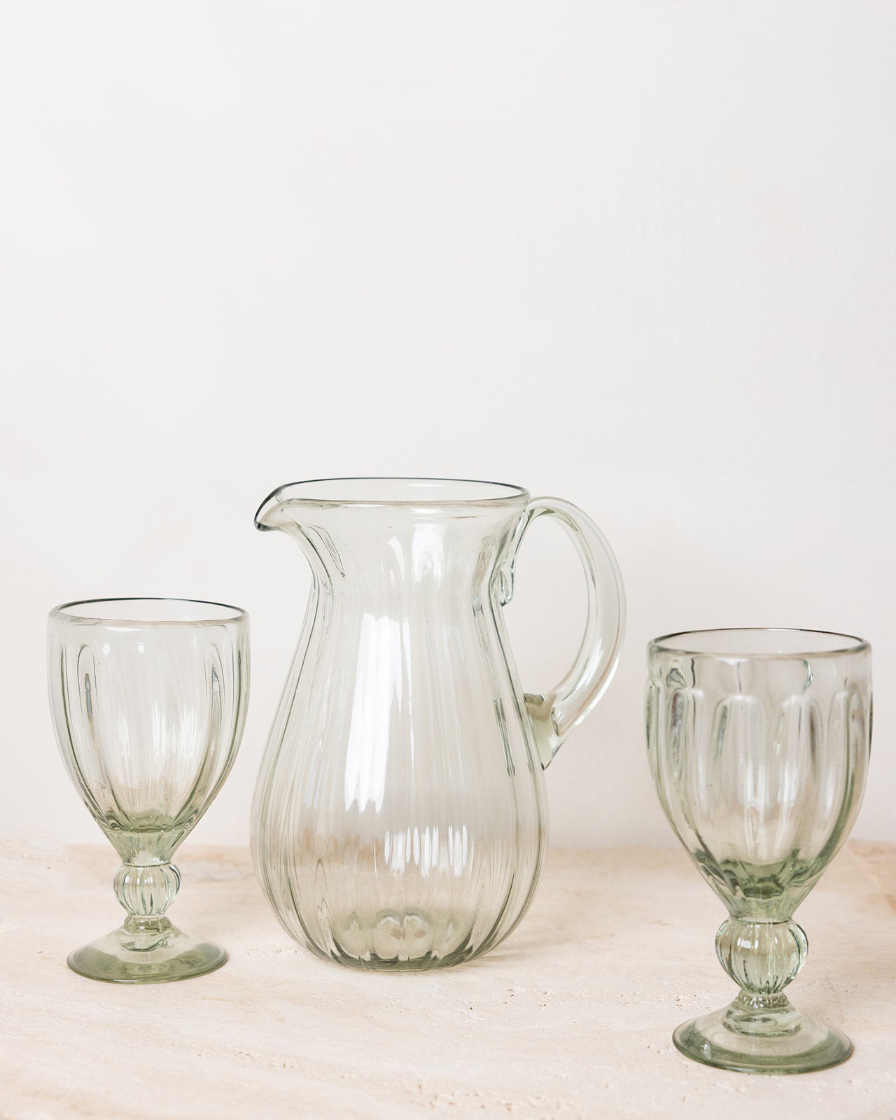 HANDBLOWN FLUTED PITCHER