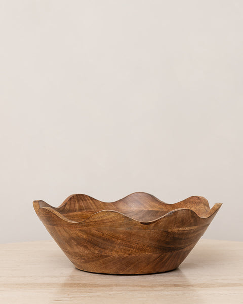 SCALLOPED WOODEN BOWL